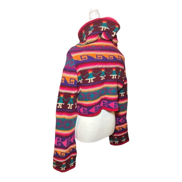 RARE H&M Designer Inspired Wool Aztec Boho Turtleneck Sweater Sz 10 - Picture 5 of 15